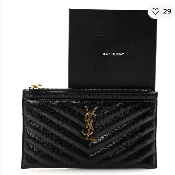Saint Laurent Handbags - Saint Laurent Classic Black Pouch- Authentic